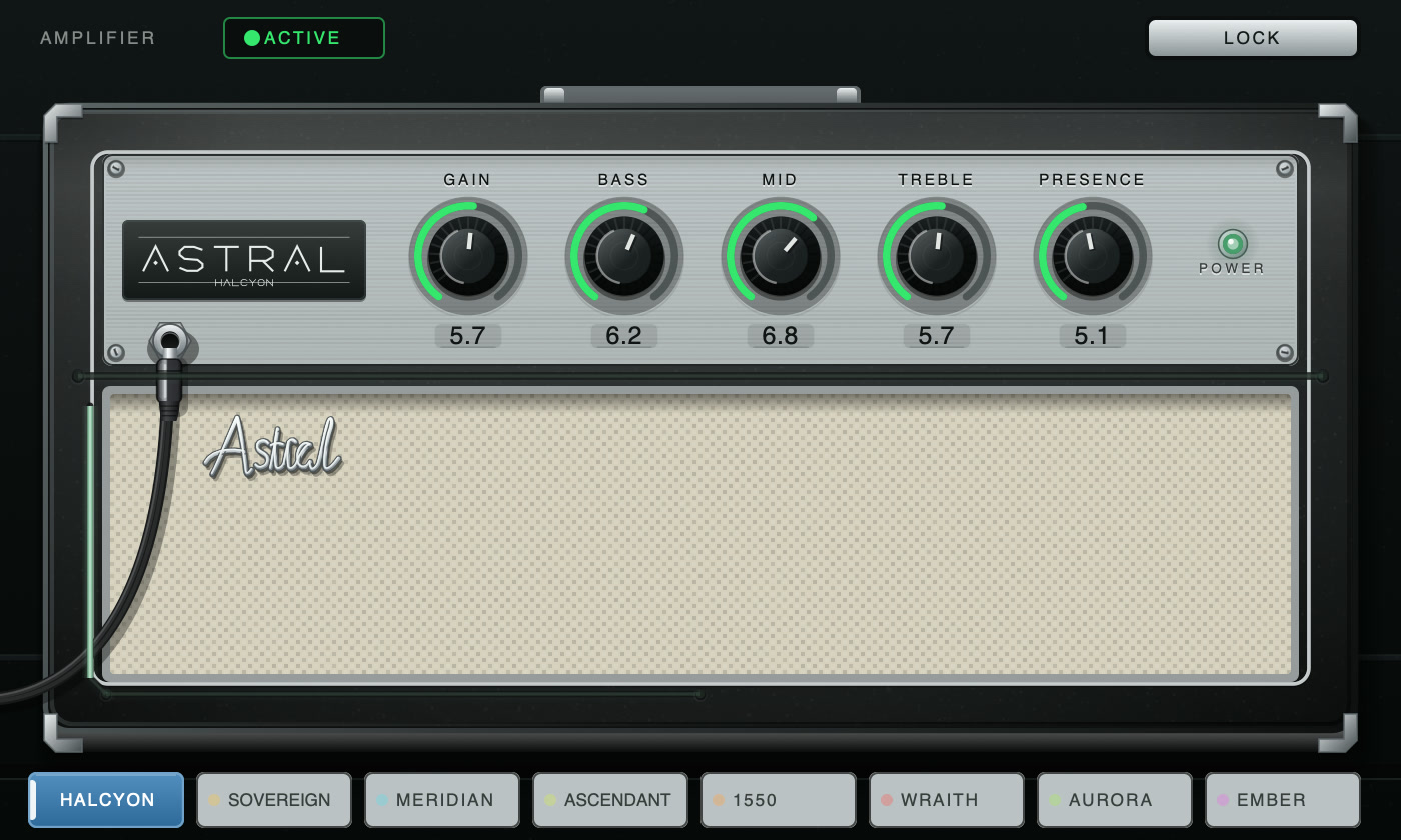 The Astral amplifier panel showing the 1550