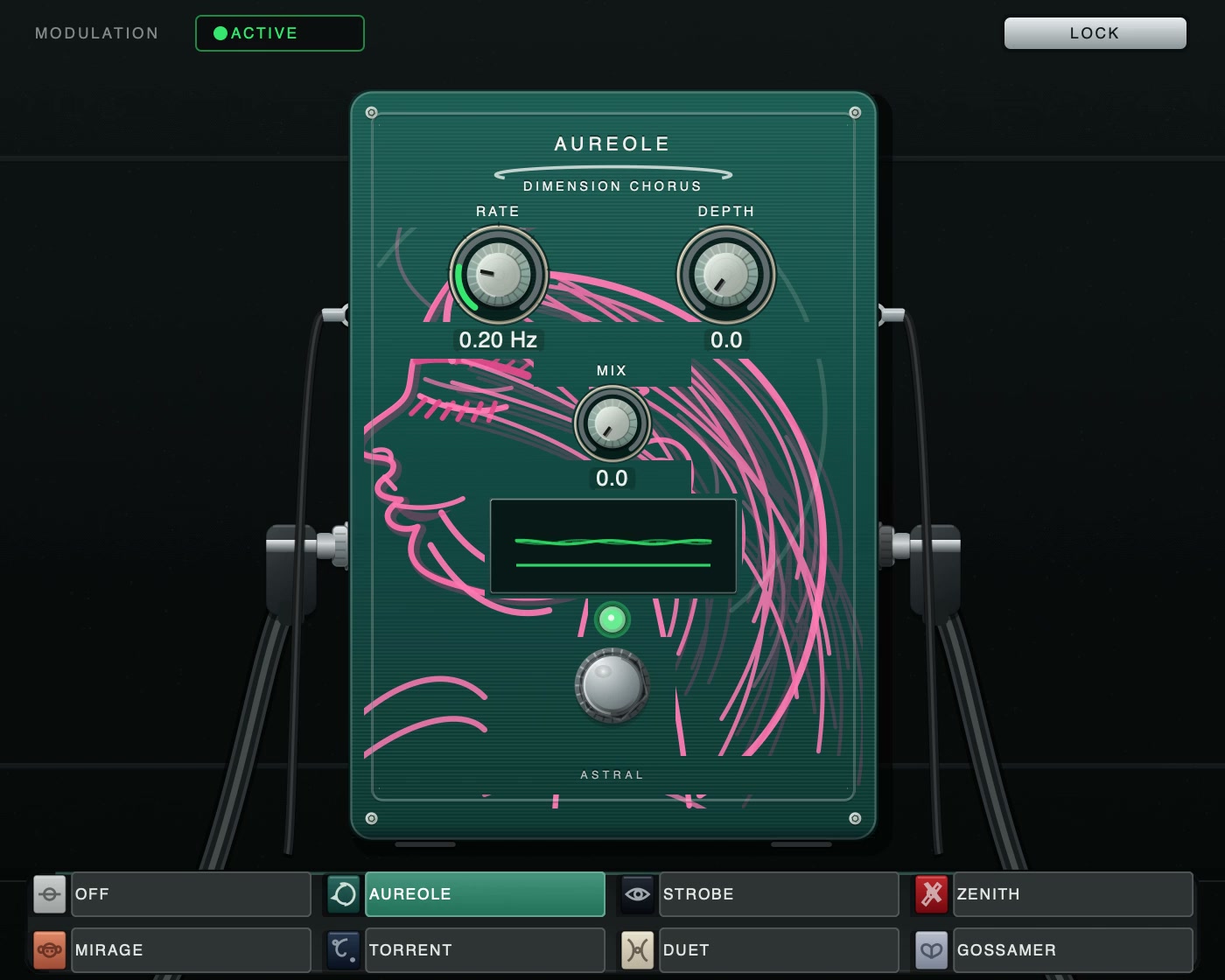 The Astral modulation panel with its LFO window